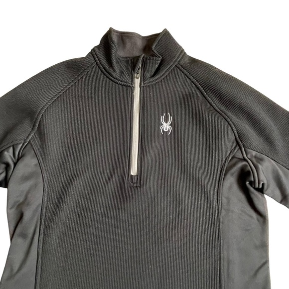 Spyder Men’s Outland Half Zip Pullover Jacket Sweater Size L Black Soft Fleece - Picture 3 of 8
